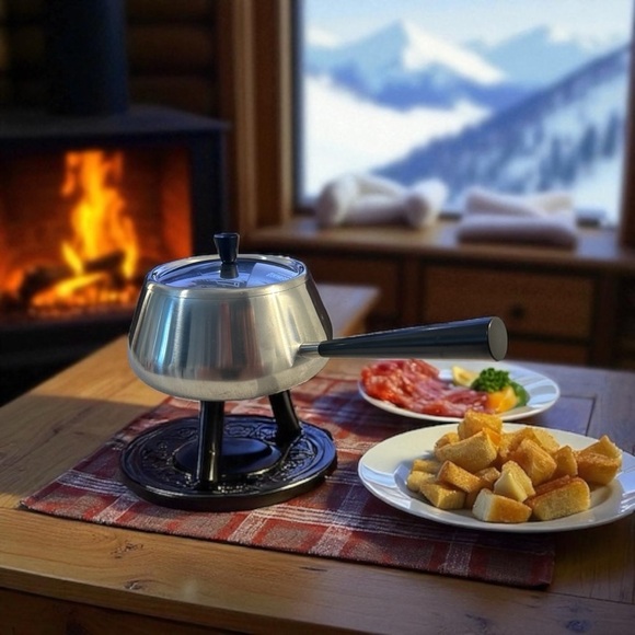 Vintage Spring Inox Swiss Fondue Pot - Mid-Century Modern Charm - Picture 3 of 10